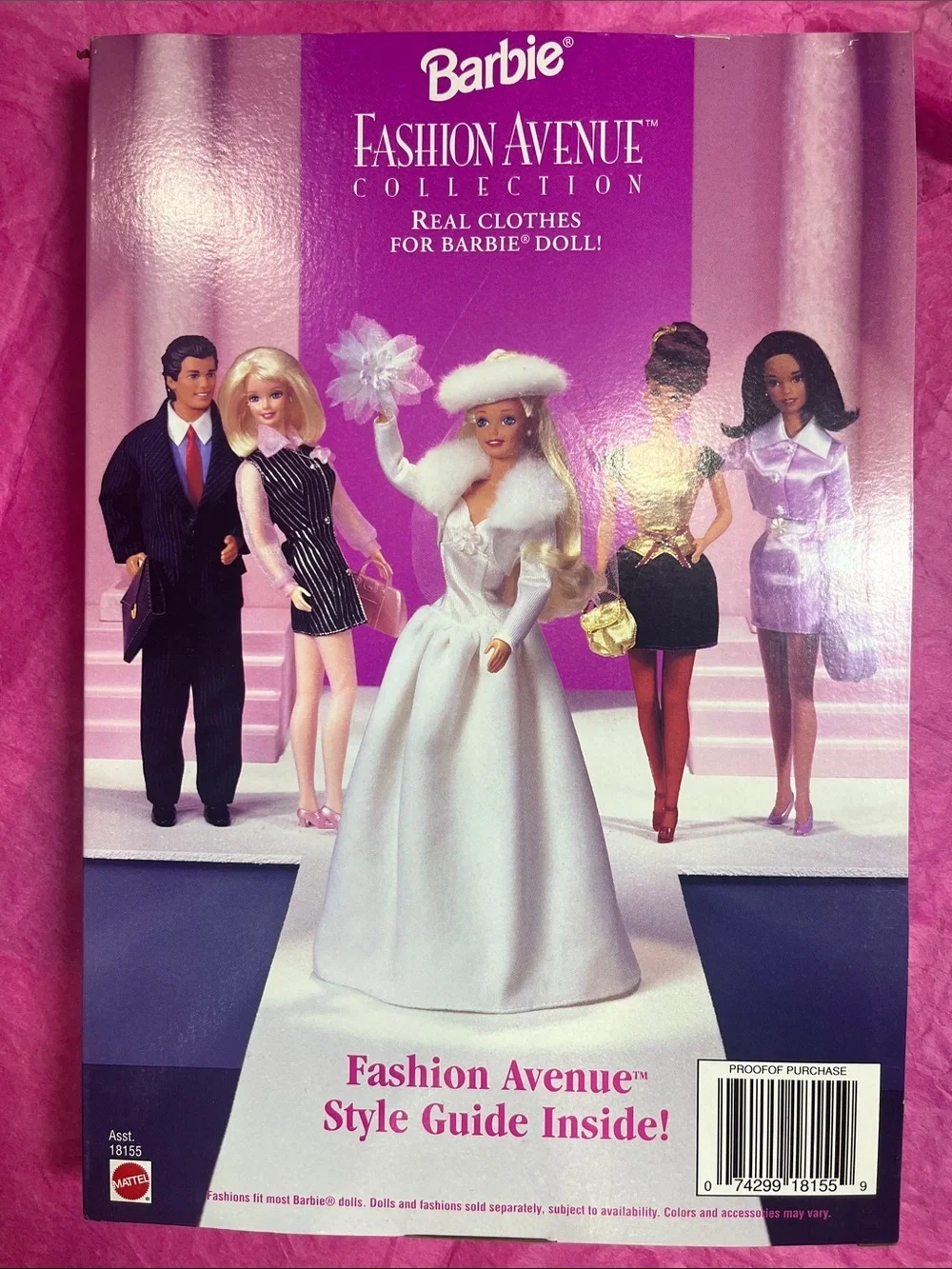 Vintage 1997 Barbie Party Outfit Dress in Pink, Gold and Purple
